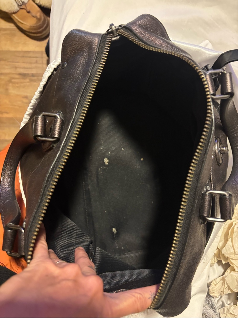 Coach Rhyders Satchel Metallic Leather - Picture 10 of 12